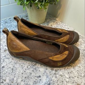 Merrell brown leather slip on shoes size 6.5